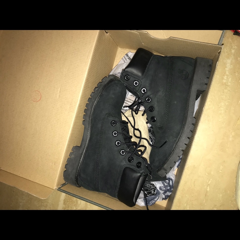 Gently used Black Timberlands